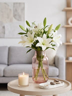 Nordic Wide Shoulder Glass Vase — Hand-Blown Glass from Firozabad, India — Lifestyle Setting