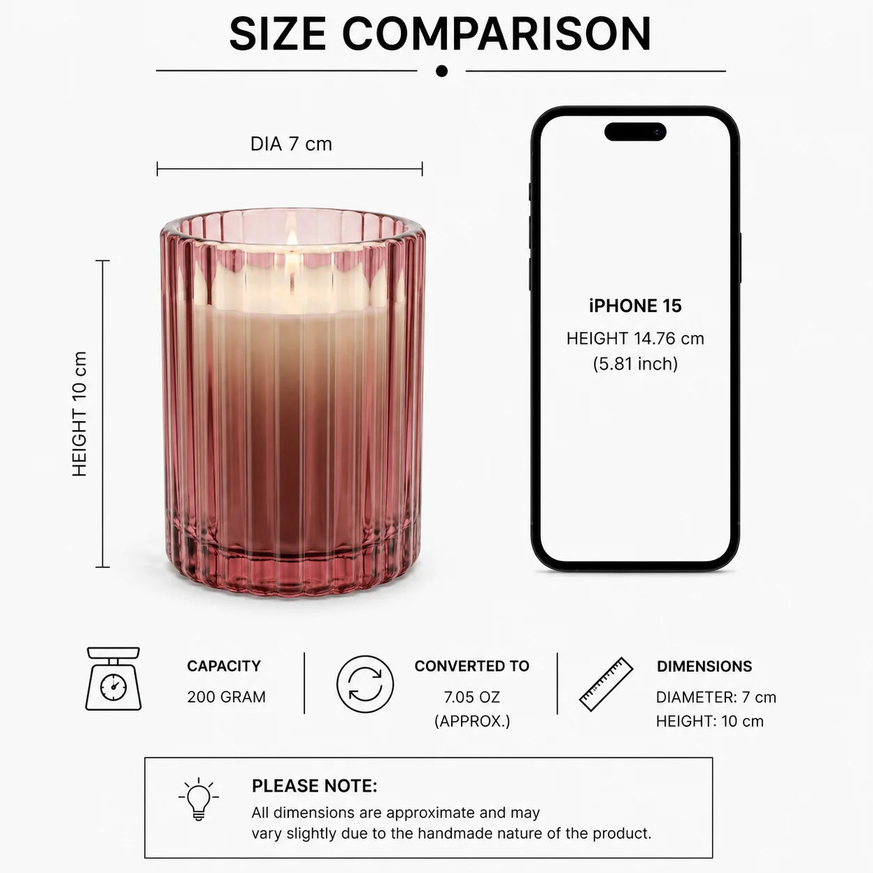 Sandalwood Ribbed Glass Candle | Luxury Gift & Home Décor — Hand-Blown Glass from Firozabad, India — Detail Close-Up