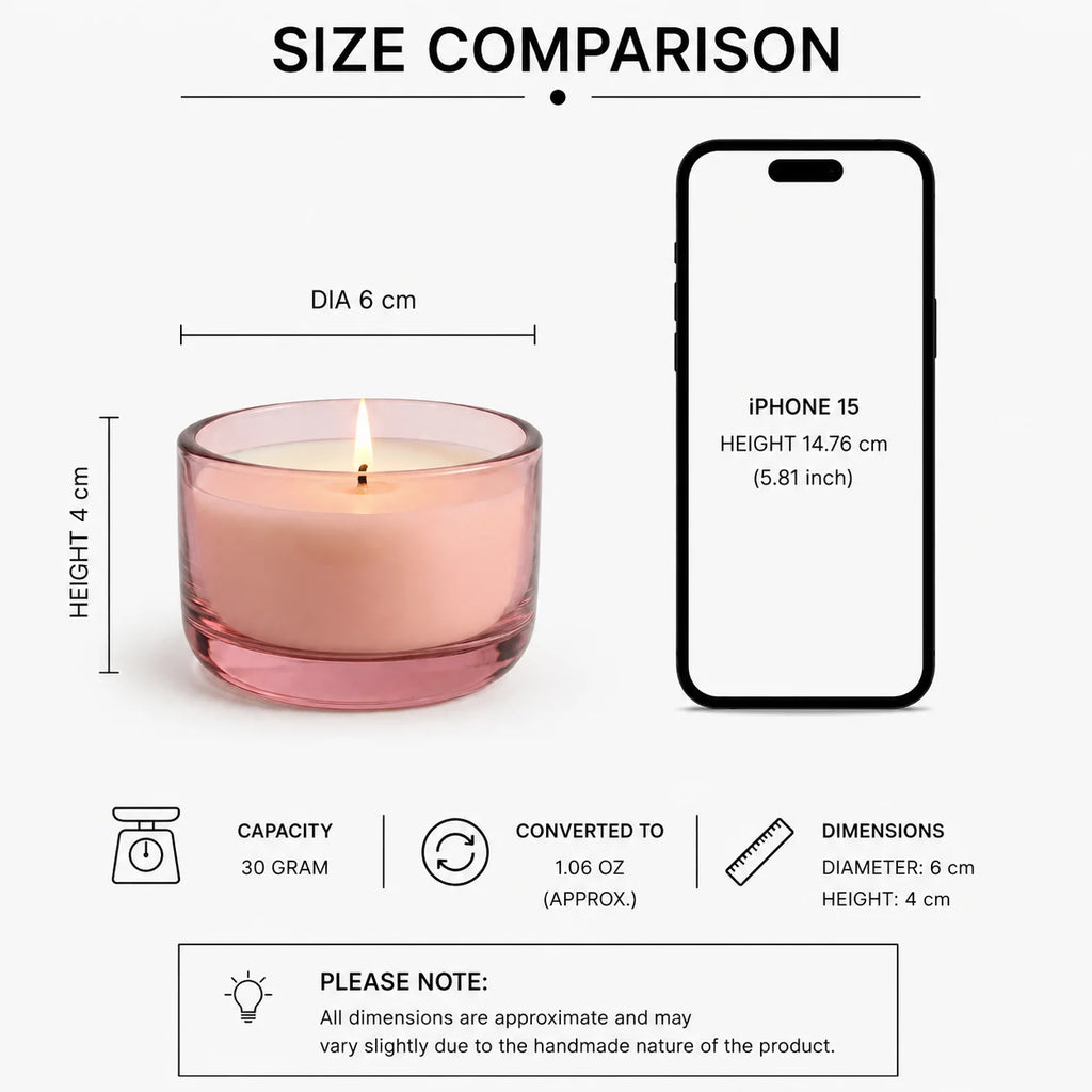 Oud Mini Glass Soy Wax Votive Candle | Pack of 6 — Hand-Blown Glass from Firozabad, India — Texture & Craftsmanship