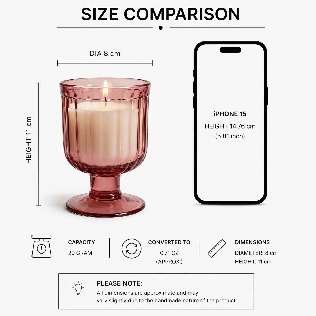 Sandalwood Goblet Glass Soy Wax Candle | Luxury Home Décor — Hand-Blown Glass from Firozabad, India — Detail Close-Up