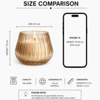 White Oud Barrel Ribbed Glass Soy Wax Candle | Premium Gift — Hand-Blown Glass from Firozabad, India — Detail Close-Up