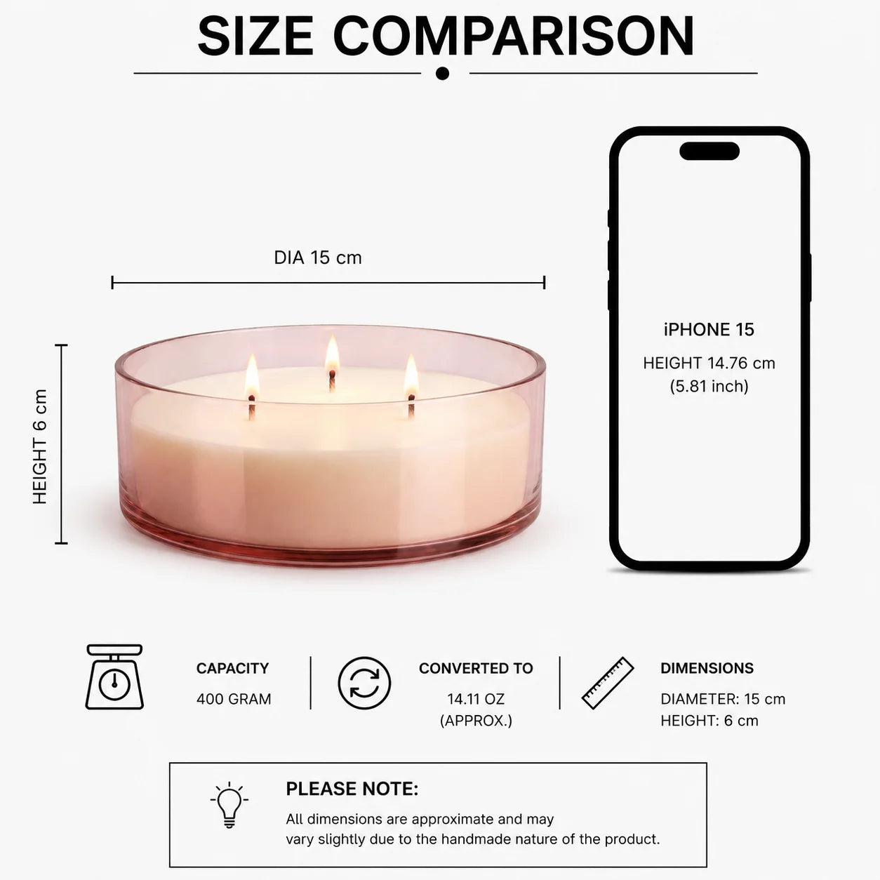 Oud 3-Wick Large Glass Bowl Candle | Premium Luxury Gift — Hand-Blown Glass from Firozabad, India — Detail Close-Up