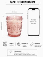 Jasmine Baroque Embossed Glass Soy Wax Candle | Luxury Gift — Hand-Blown Glass from Firozabad, India — Texture & Craftsman...