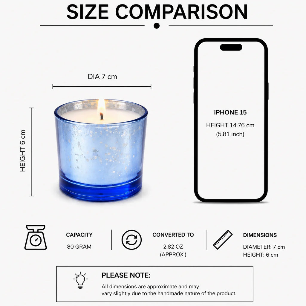 Sandalwood Mercury Glass Votive Soy Wax Candle | 4 Colours — Hand-Blown Glass from Firozabad, India — Detail Close-Up