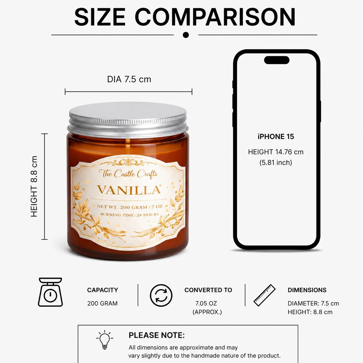 Oud Amber Glass Jar Soy Wax Candle | Silver Lid & Label — Hand-Blown Glass from Firozabad, India — Texture & Craftsmanship