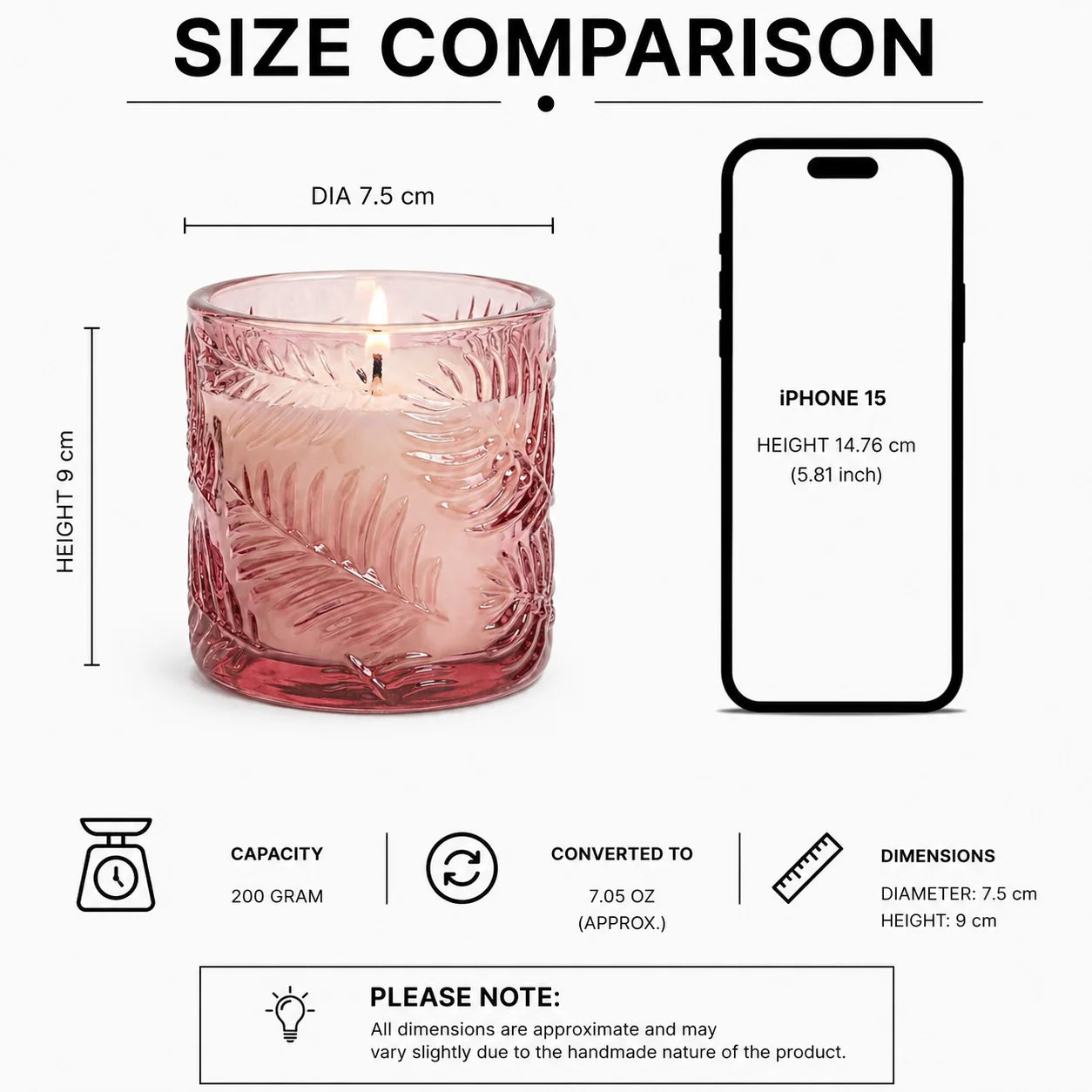 Lilly Bloom Leaf Embossed Glass Soy Wax Candle | Botanical Gift — Hand-Blown Glass from Firozabad, India — Styled for Home...