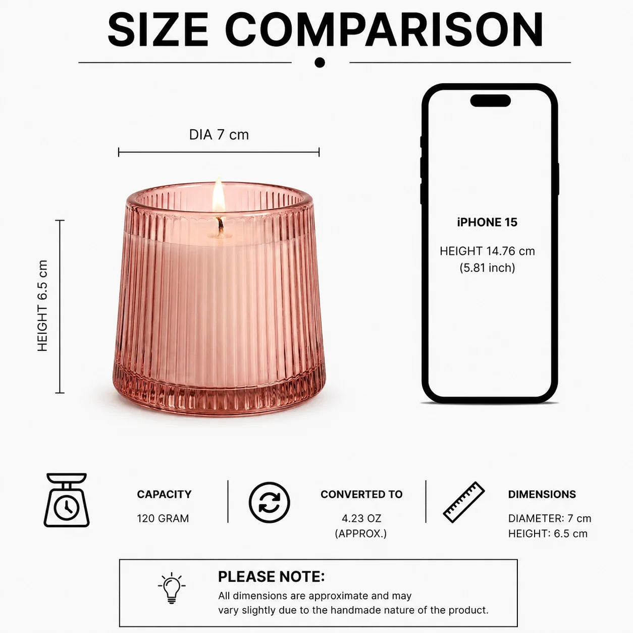 Oud Tapered Ribbed Glass Soy Wax Candle — Hand-Blown Glass from Firozabad, India — Detail Close-Up