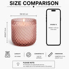 Sandalwood Diamond Crosshatch Glass Soy Wax Candle | Premium Gift — Hand-Blown Glass from Firozabad, India — Detail Close-Up