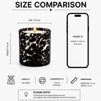 Oud Tortoiseshell Spotted Glass Soy Wax Candle | Unique Luxury — Hand-Blown Glass from Firozabad, India — Detail Close-Up