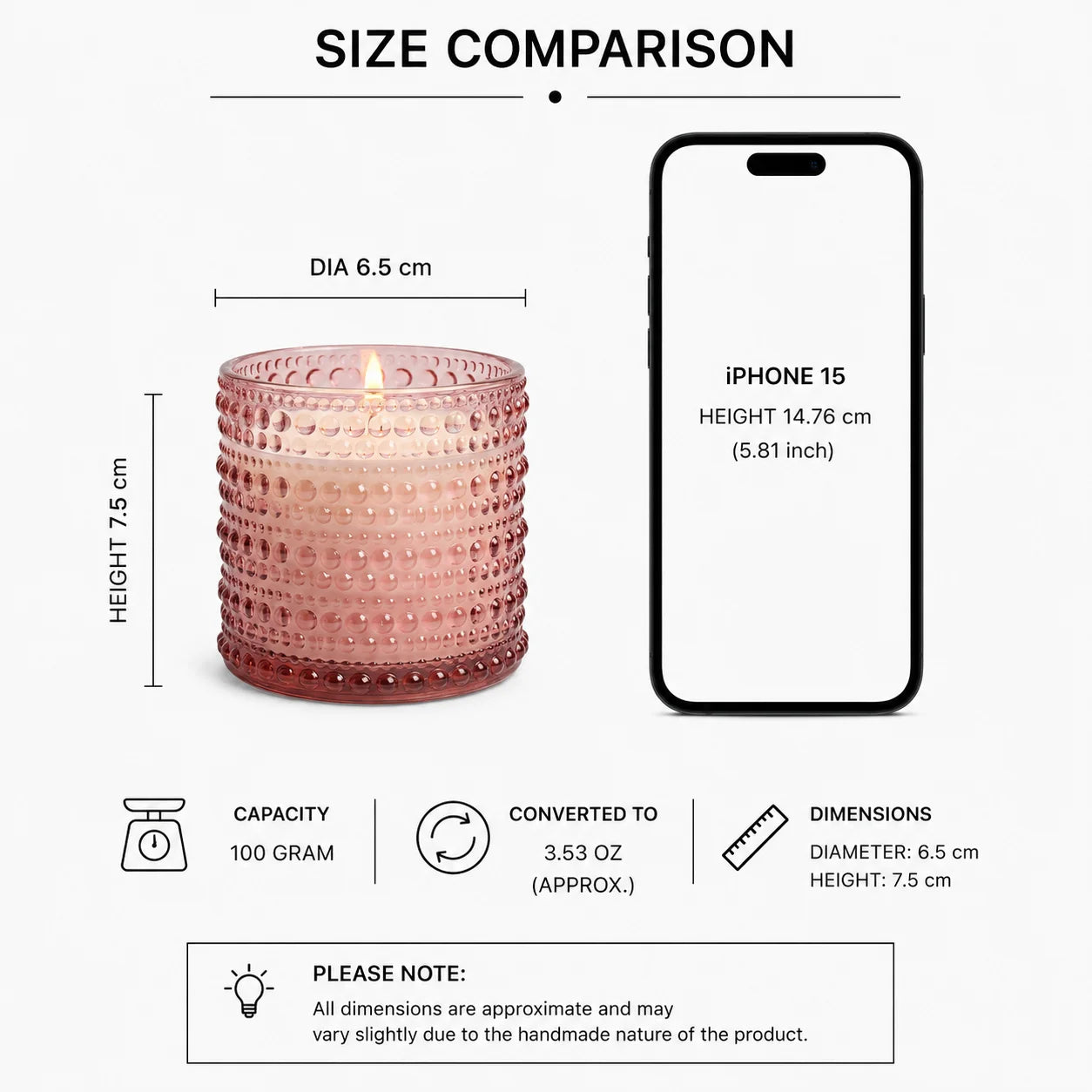 Oud Hobnail Glass Soy Wax Candle | Premium Luxury Candle — Hand-Blown Glass from Firozabad, India — Texture & Craftsmanship