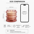 Sandalwood Stacked Ring Glass Soy Wax Candle | Large Luxury Candle — Hand-Blown Glass from Firozabad, India — Texture & Cr...
