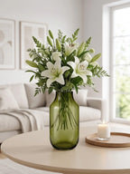 Apothecary Wide Shoulder Glass Vase — Hand-Blown Glass from Firozabad, India — Curated Display