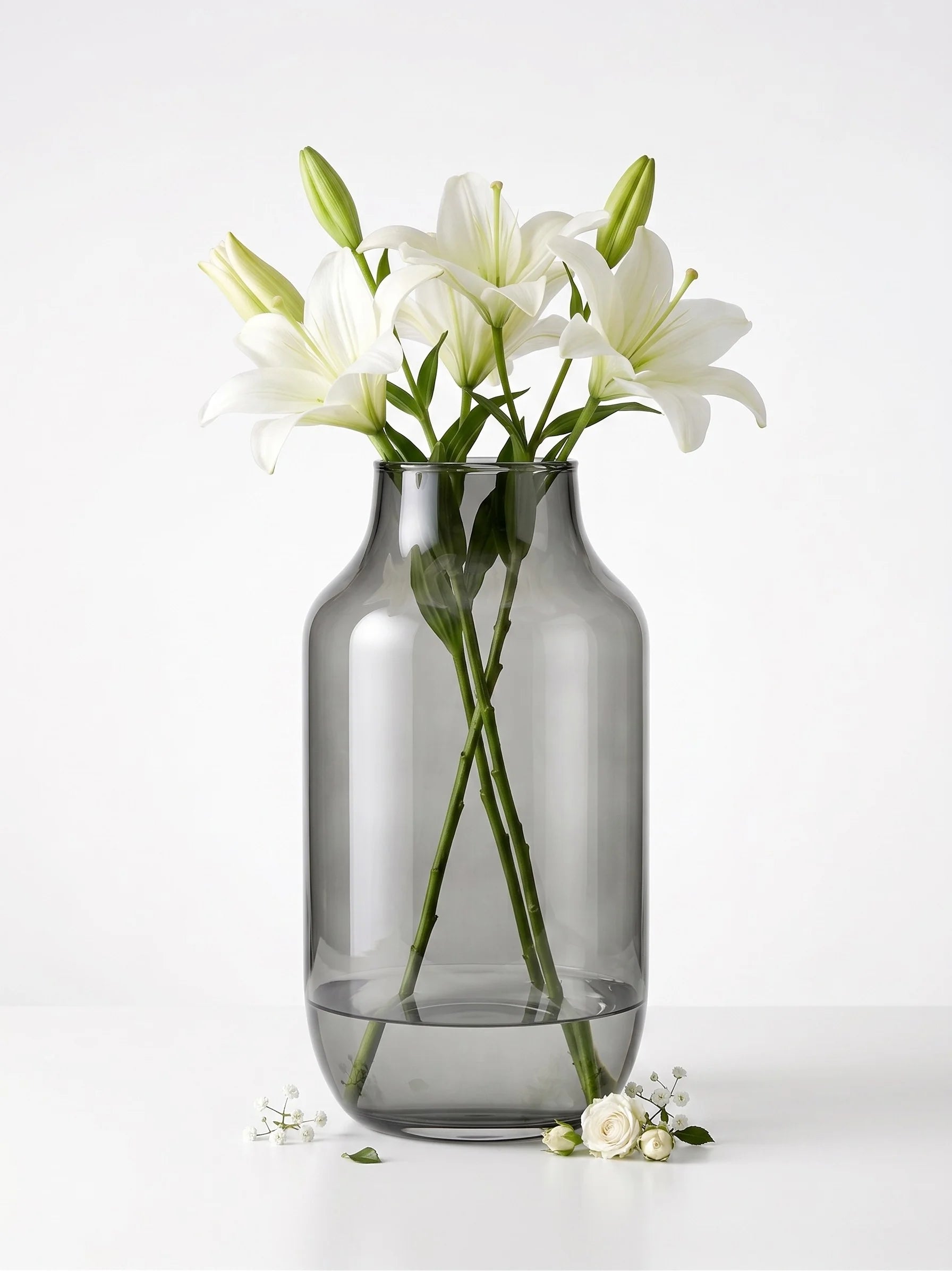 Nordic Wide Shoulder Glass Vase — Hand-Blown Glass from Firozabad, India — Light & Shadow