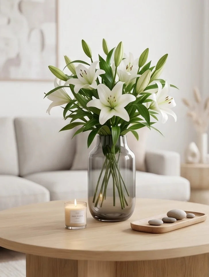 Nordic Wide Shoulder Glass Vase — Hand-Blown Glass from Firozabad, India — Multi-Angle Showcase