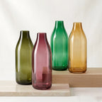 Harvest Carafe Bottle Glass Vase — Hand-Blown Glass from Firozabad, India — Side Angle View