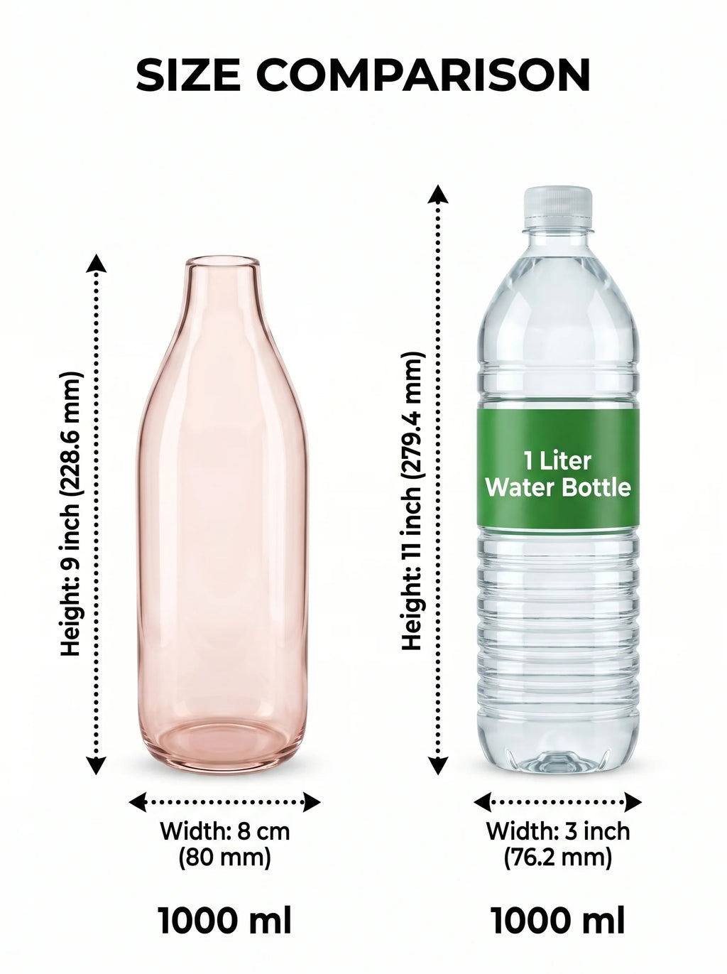 Nordic Carafe Bottle Glass Vase — Hand-Blown Glass from Firozabad, India — Curated Display