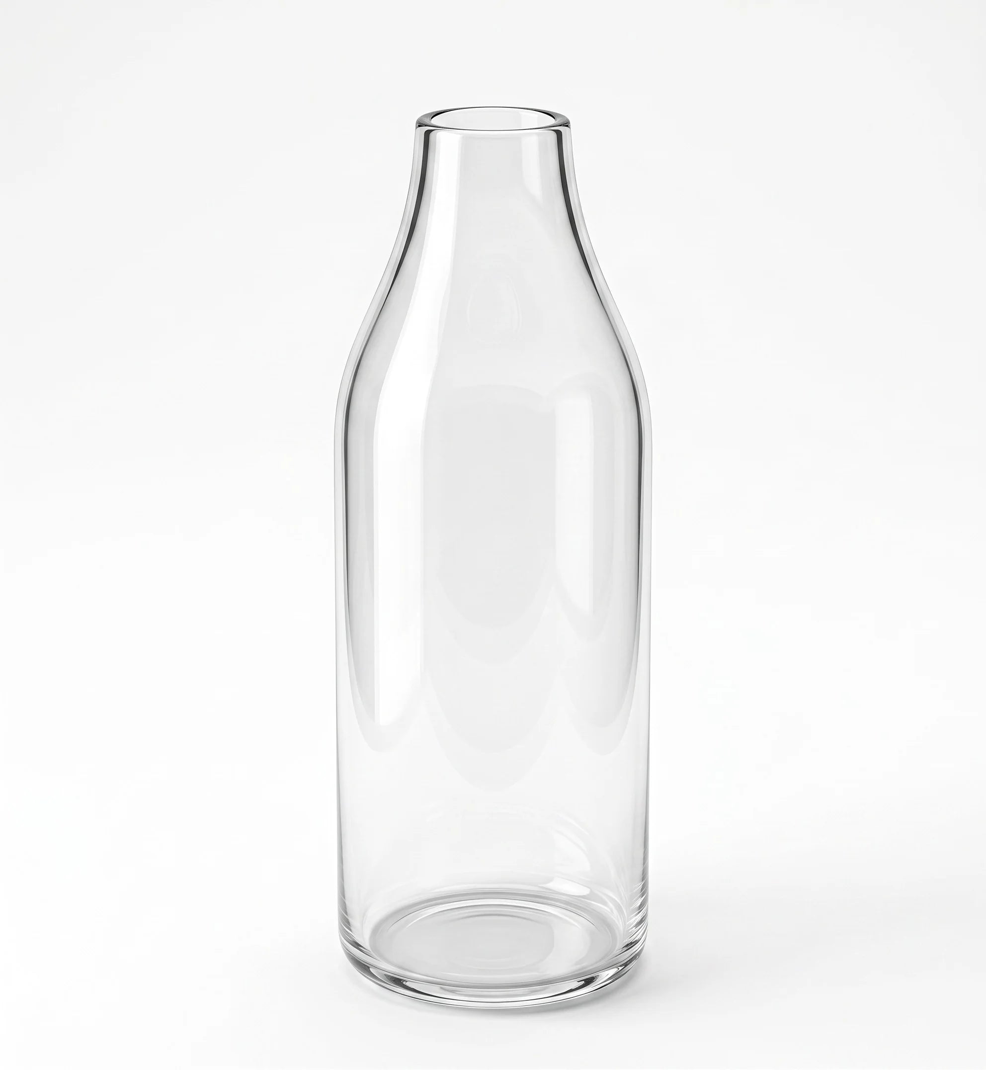 Nordic Carafe Bottle Glass Vase — Hand-Blown Glass from Firozabad, India — Side Angle View