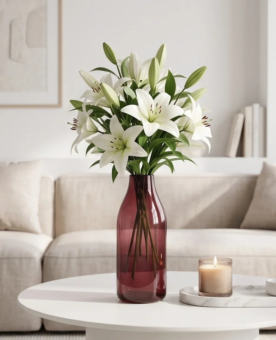 Harvest Carafe Bottle Glass Vase — Hand-Blown Glass from Firozabad, India — Lifestyle Setting