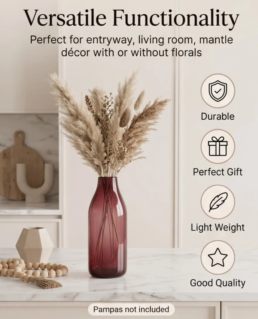 Harvest Carafe Bottle Glass Vase — Hand-Blown Glass from Firozabad, India — Texture & Craftsmanship