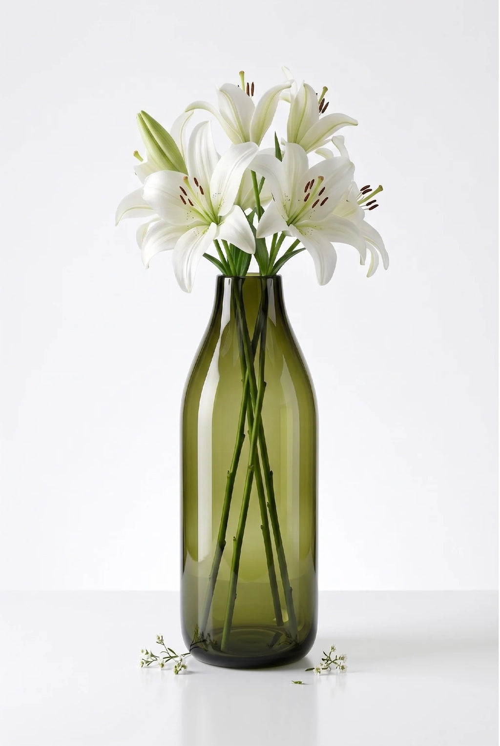 Nordic Carafe Bottle Glass Vase — Hand-Blown Glass from Firozabad, India — Texture & Craftsmanship