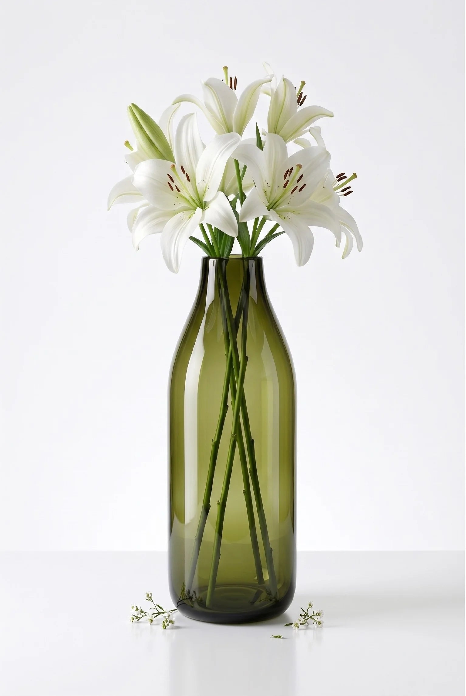 Nordic Carafe Bottle Glass Vase — Hand-Blown Glass from Firozabad, India — Texture & Craftsmanship