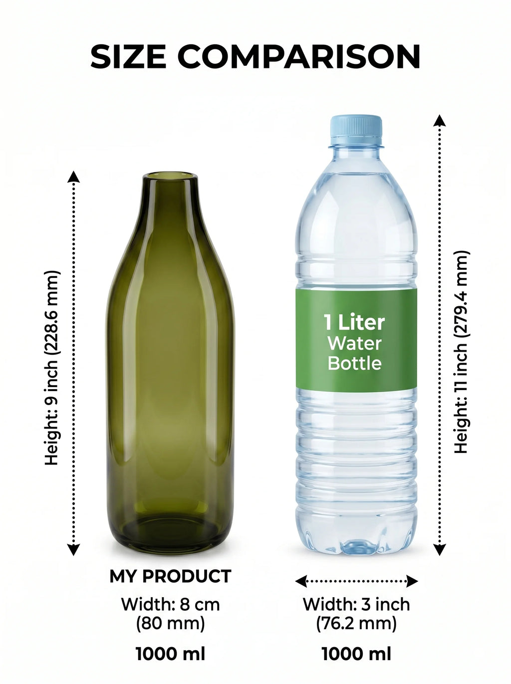 Nordic Carafe Bottle Glass Vase — Hand-Blown Glass from Firozabad, India — Colour Variant
