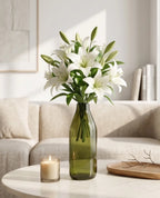 Nordic Carafe Bottle Glass Vase — Hand-Blown Glass from Firozabad, India — Top View