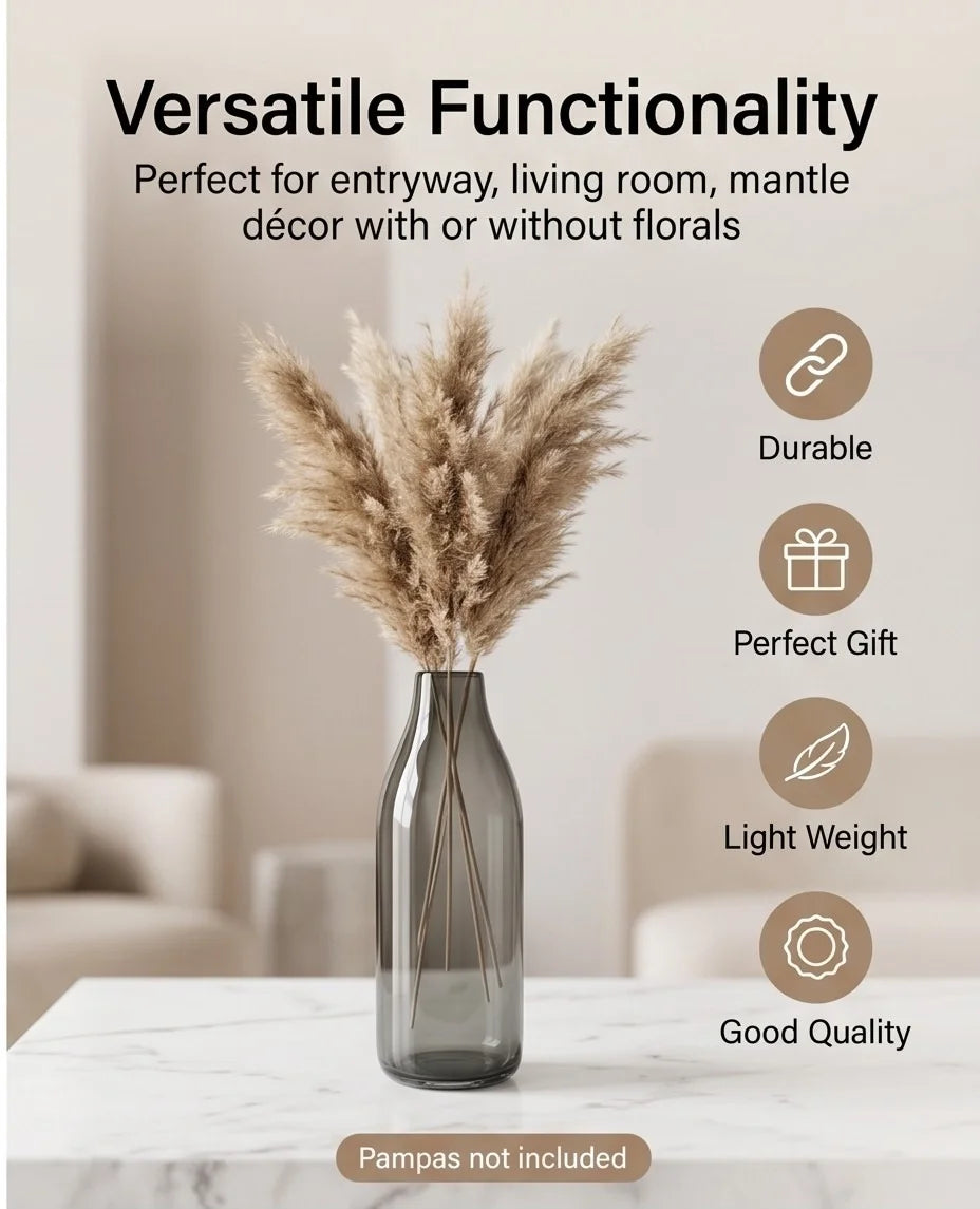 Nordic Carafe Bottle Glass Vase — Hand-Blown Glass from Firozabad, India — Light & Shadow
