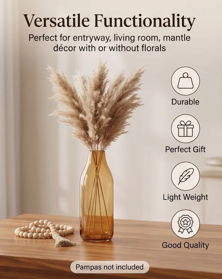 Harvest Carafe Bottle Glass Vase — Hand-Blown Glass from Firozabad, India — Gifting Presentation