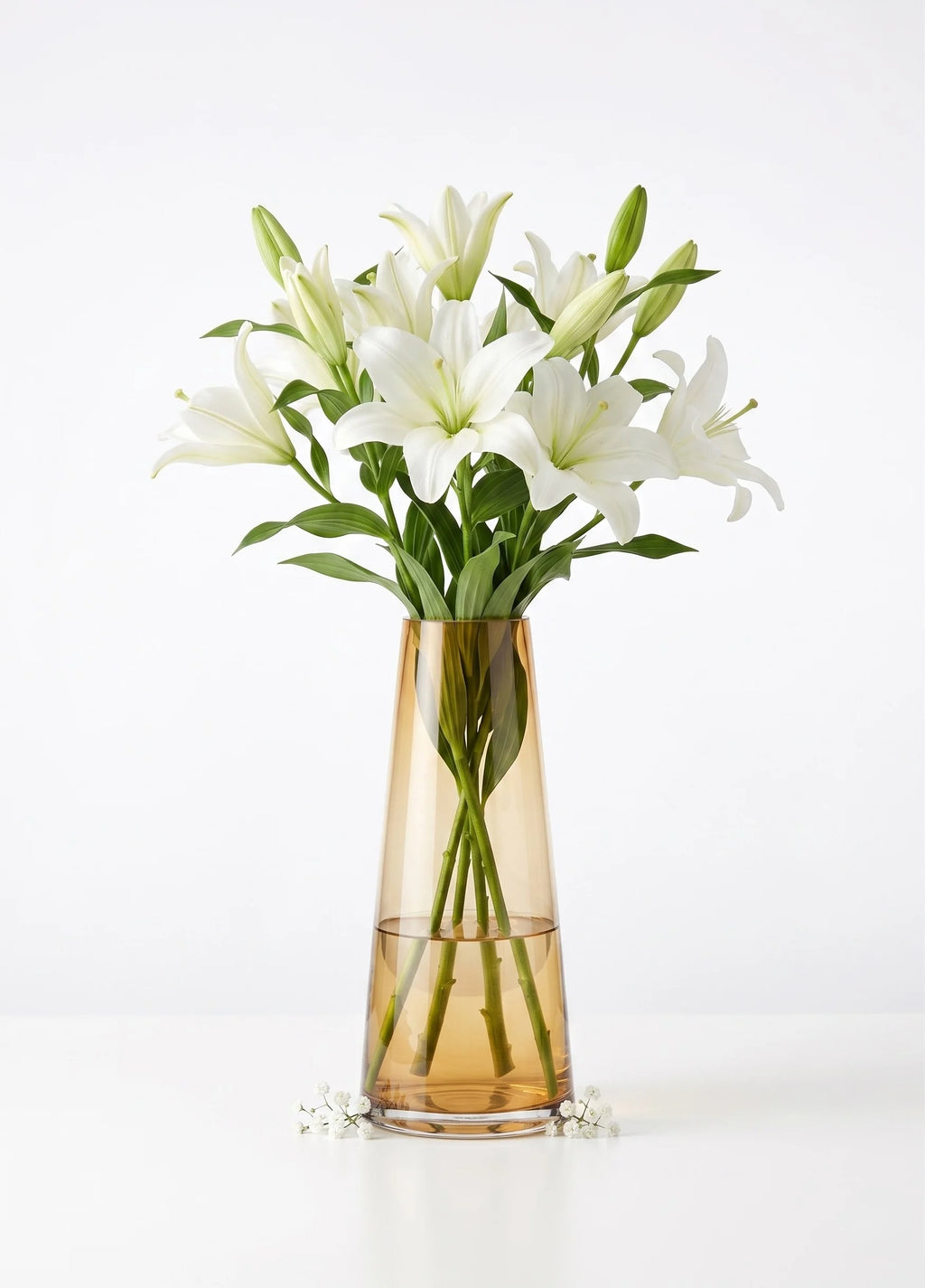 Tapering Cone Tall Glass Vase — Hand-Blown Glass from Firozabad, India — Detail Close-Up