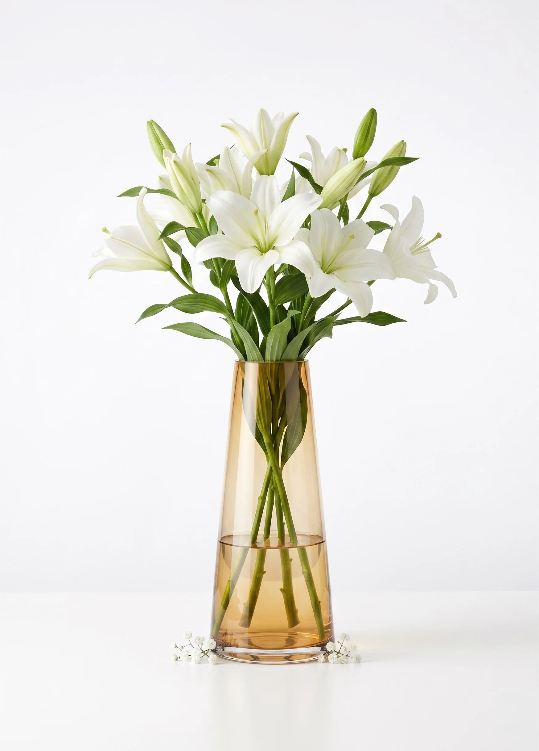 Tapering Cone Tall Glass Vase — Hand-Blown Glass from Firozabad, India — Detail Close-Up