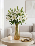 Tapering Cone Tall Glass Vase — Hand-Blown Glass from Firozabad, India — Lifestyle Setting