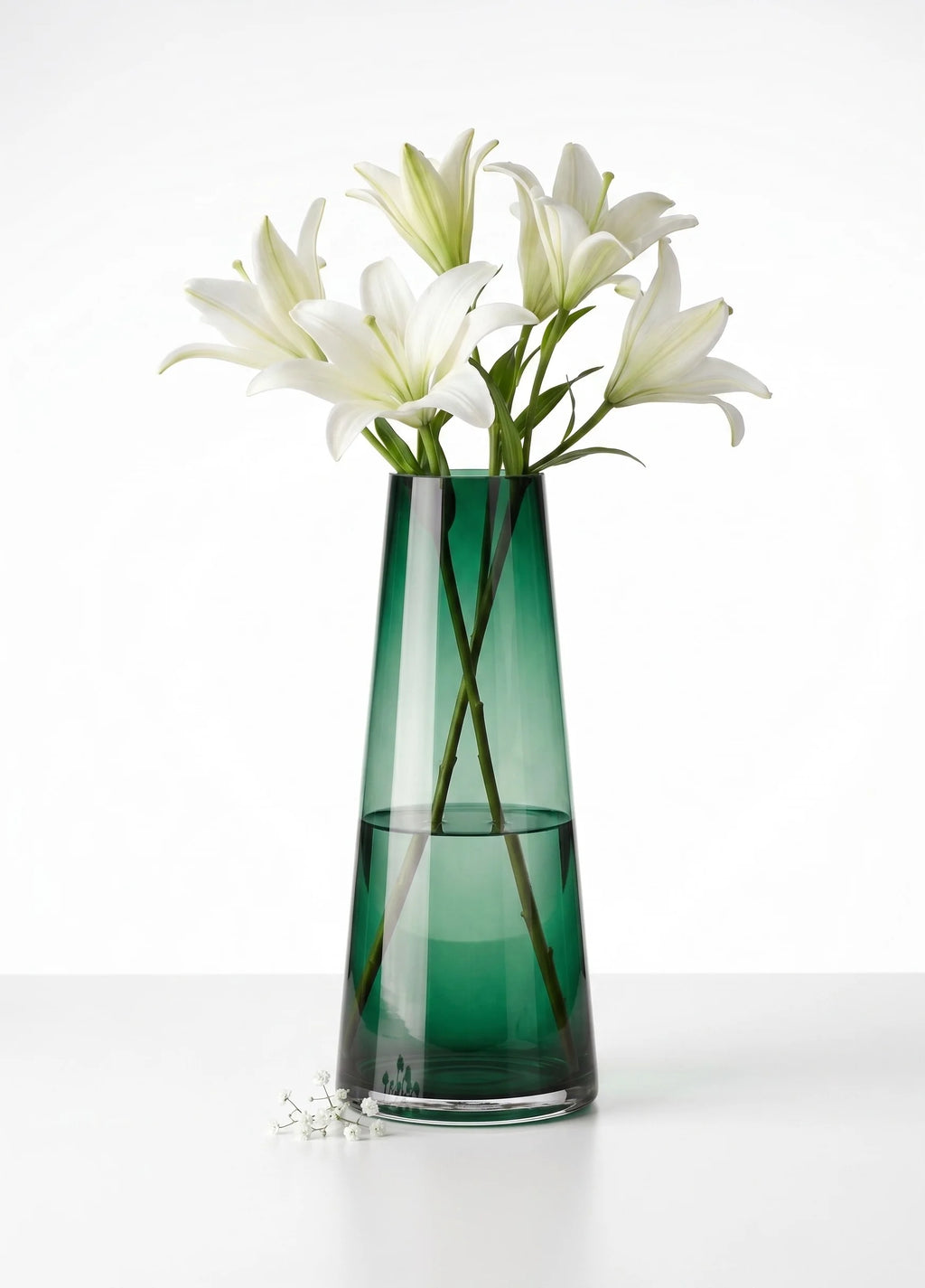 Tapering Cone Tall Glass Vase — Hand-Blown Glass from Firozabad, India — Top View