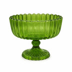 Emerald Green Ribbed Compote Bowl | Beaded Pearl Rim | Jewel-Tone Luxury — Castle Crafts