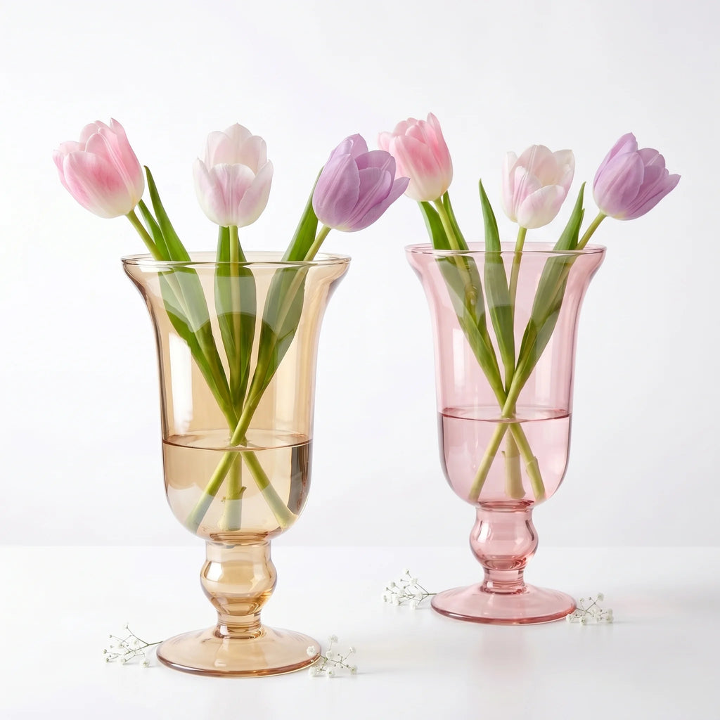 Blossom Chalice Smooth Glass Vase — Hand-Blown Glass from Firozabad, India | Floral Arrangements & Home Styling