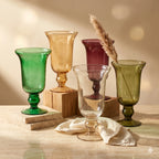 Pearl Bell Smooth Glass Vase — Hand-Blown Glass from Firozabad, India — Side Angle View