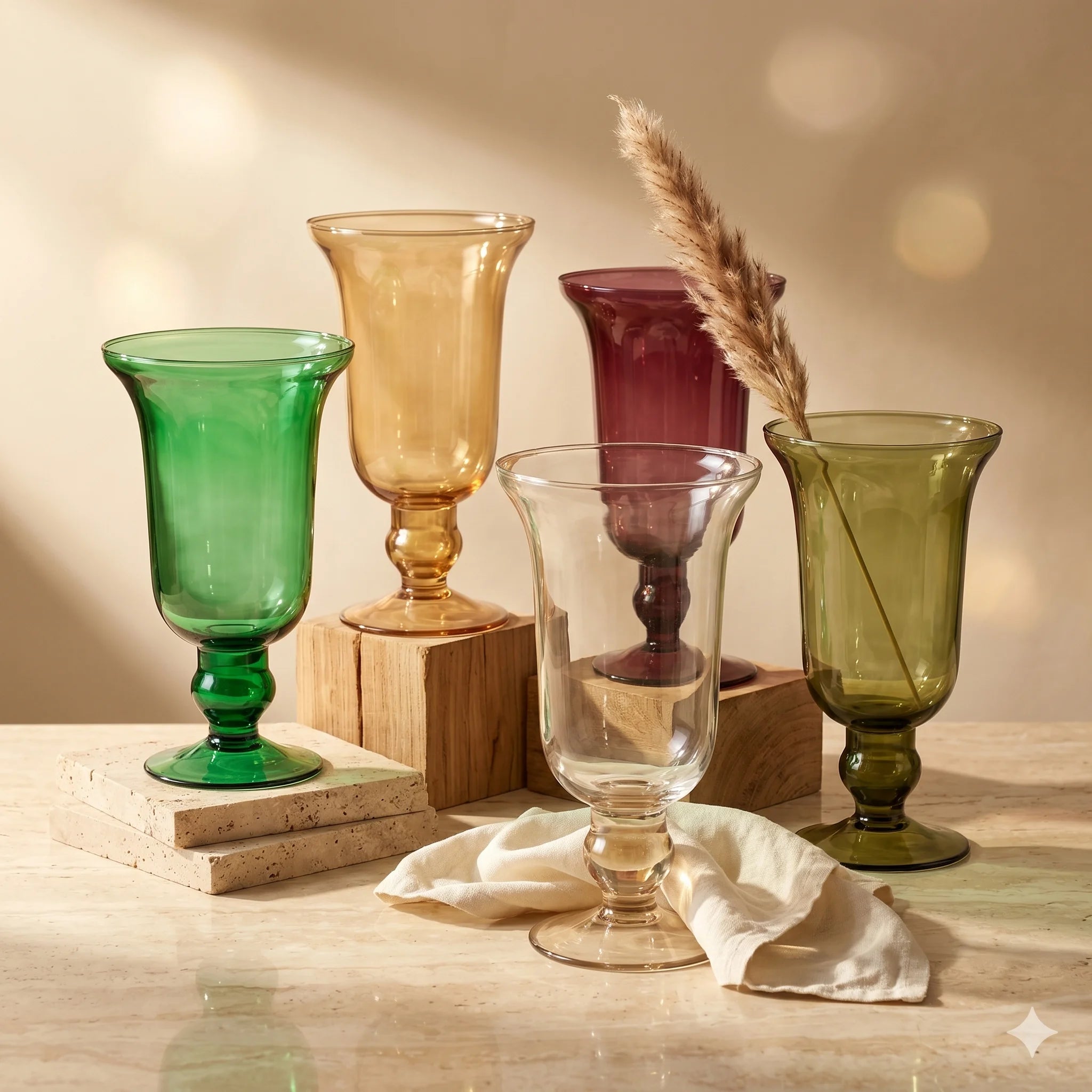 Pearl Bell Smooth Glass Vase — Hand-Blown Glass from Firozabad, India — Side Angle View