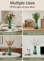 Tapering Cone Tall Glass Vase — Hand-Blown Glass from Firozabad, India — In a Living Space