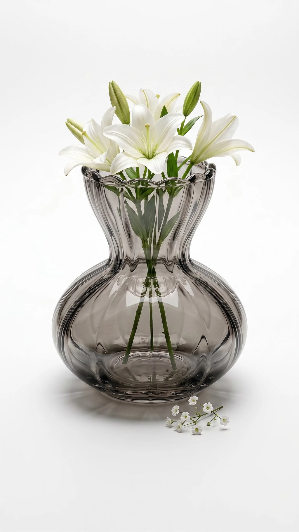 Pastel Ruffle Ribbed Glass Vase — Hand-Blown Glass from Firozabad, India — Handcrafted Finish