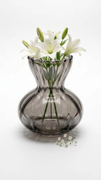 Pastel Ruffle Ribbed Glass Vase — Hand-Blown Glass from Firozabad, India — Handcrafted Finish