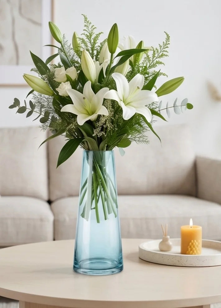 Serenity Cone Glass Vase — Hand-Blown Glass from Firozabad, India — Curated Display