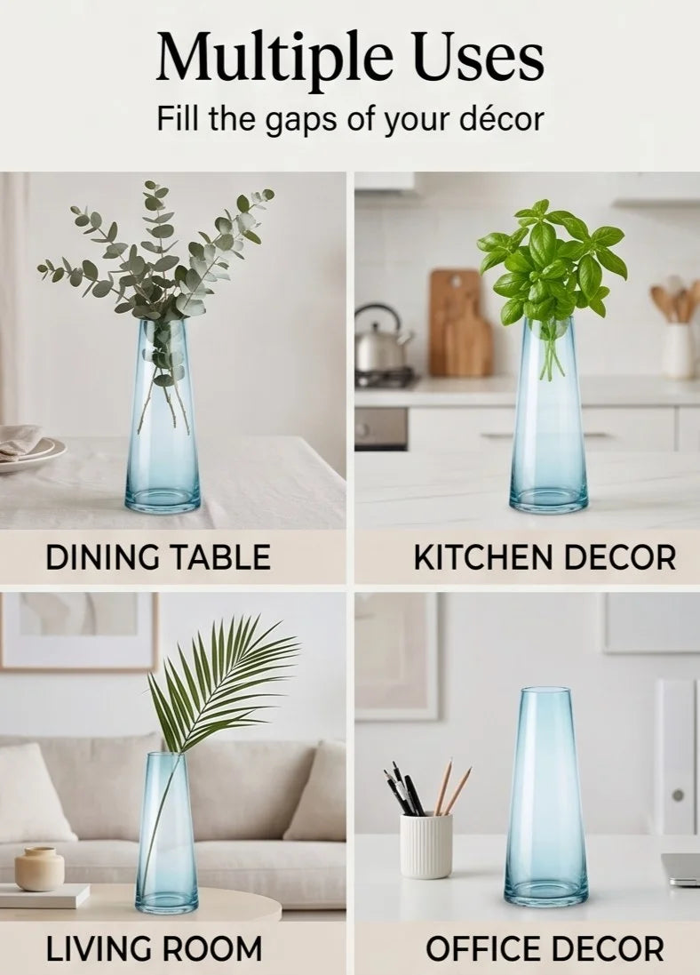 Serenity Cone Glass Vase — Hand-Blown Glass from Firozabad, India — Décor Inspiration