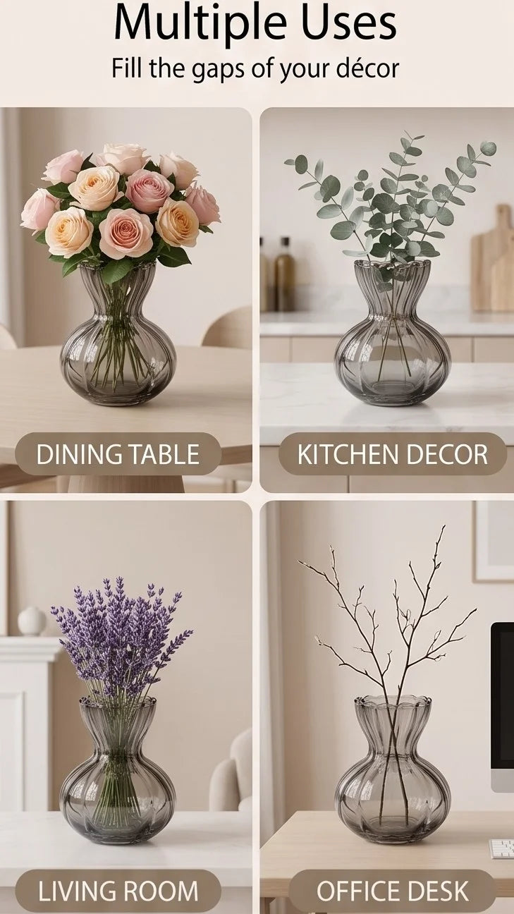 Pastel Ruffle Ribbed Glass Vase — Hand-Blown Glass from Firozabad, India — Wedding Décor Use