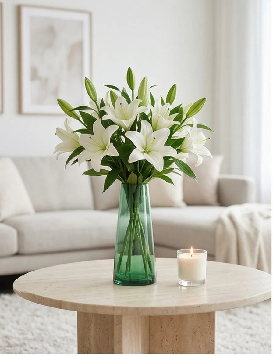 Terra Cone Smooth Glass Vase — Hand-Blown Glass from Firozabad, India — Multi-Angle Showcase
