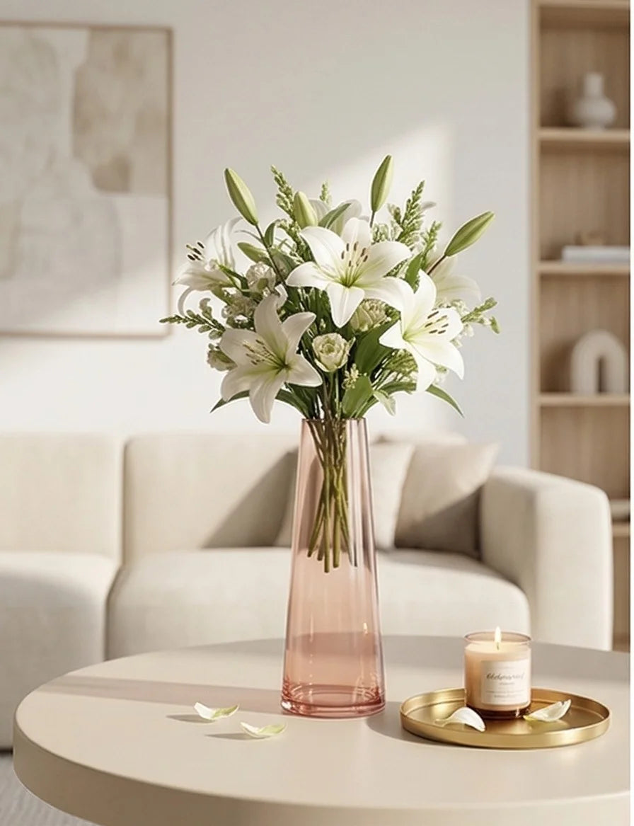 Serenity Cone Glass Vase — Hand-Blown Glass from Firozabad, India — Boho Styling