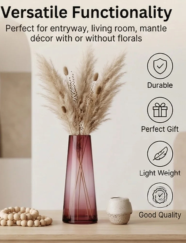 Terra Cone Smooth Glass Vase — Hand-Blown Glass from Firozabad, India — Curated Display