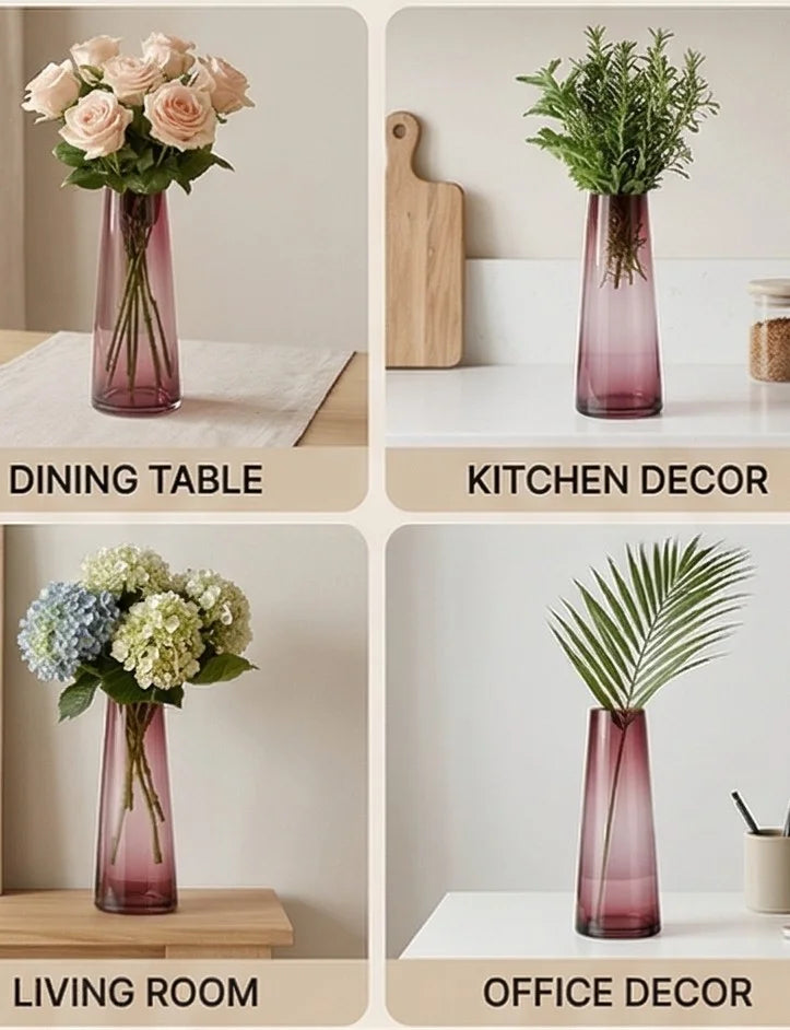 Terra Cone Smooth Glass Vase — Hand-Blown Glass from Firozabad, India — Décor Inspiration
