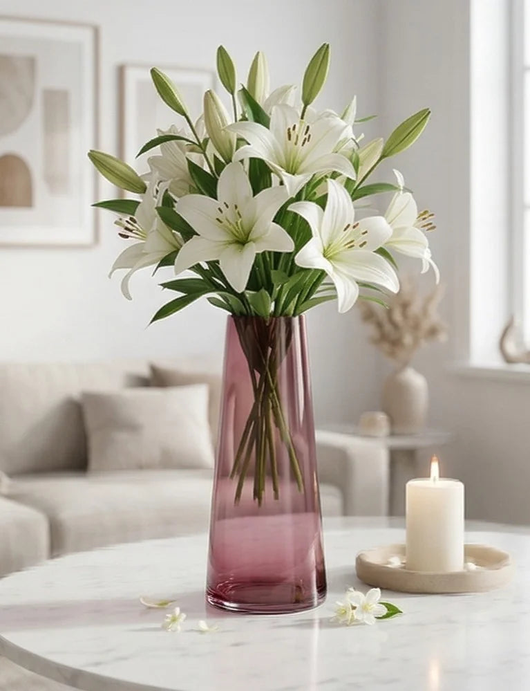 Terra Cone Smooth Glass Vase — Hand-Blown Glass from Firozabad, India — Handcrafted Finish