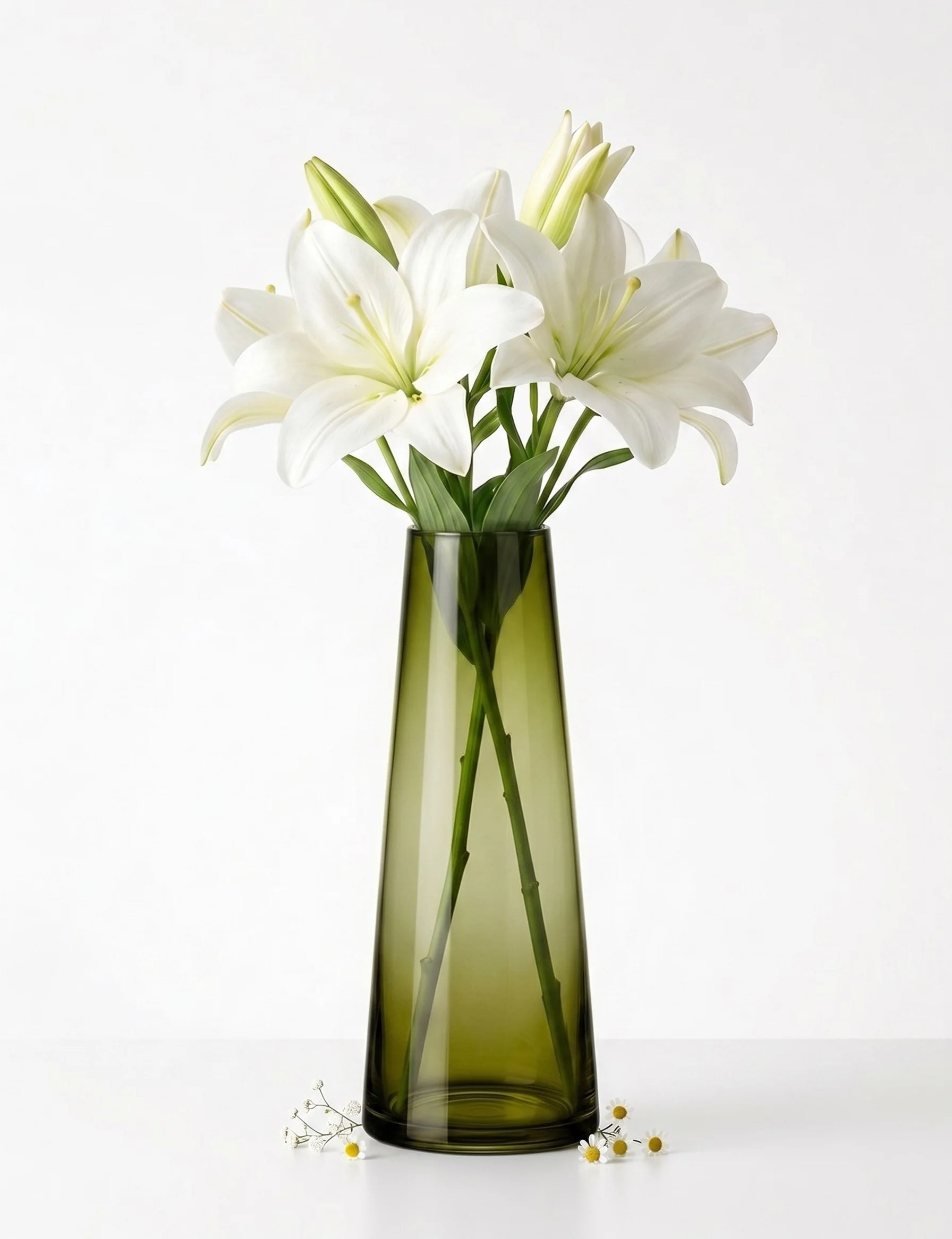 Terra Cone Smooth Glass Vase — Hand-Blown Glass from Firozabad, India — Tabletop View