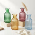 Genie Slim Ribbed Glass Vase — Hand-Blown Glass from Firozabad, India | Tabletop Décor & Small Floral Arrangements
